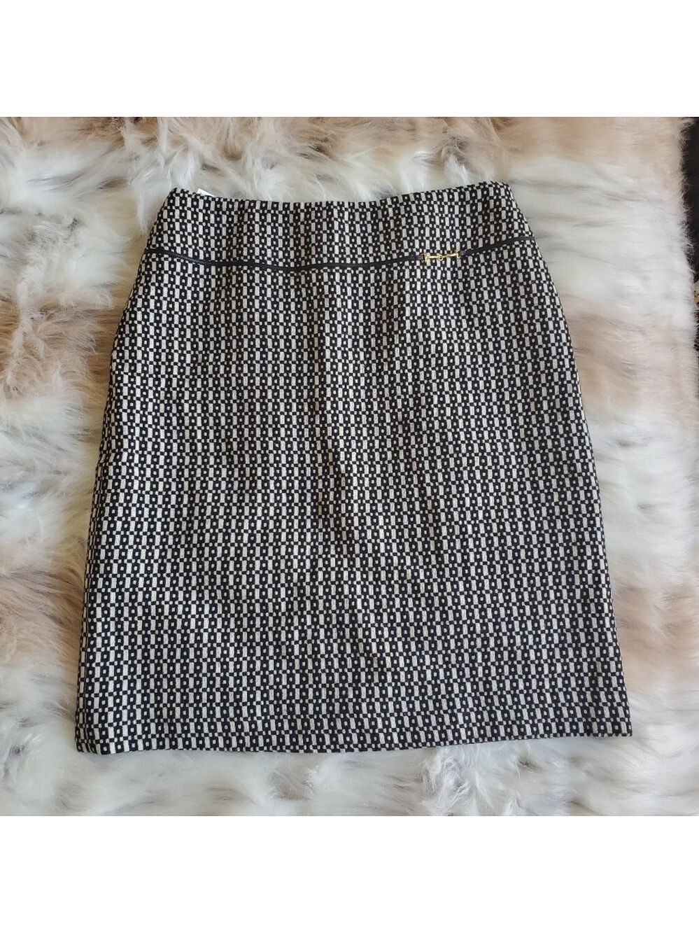 Banana Republic Black White Pattern Wool Skirt